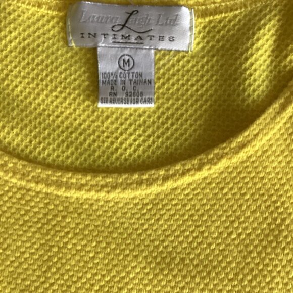 Laura Leigh Ltd Intimates Textured Knit Dress Sz M Yellow #27S - Picture 7 of 8